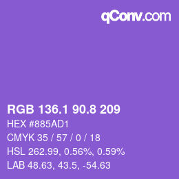 カラーコード: RGB 136.1 90.8 209 | qconv.com