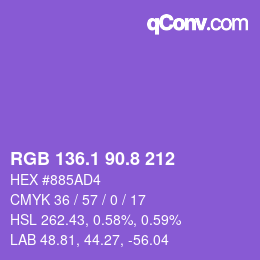 カラーコード: RGB 136.1 90.8 212 | qconv.com