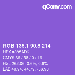 カラーコード: RGB 136.1 90.8 214 | qconv.com