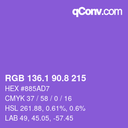 カラーコード: RGB 136.1 90.8 215 | qconv.com