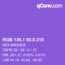 カラーコード: RGB 136.1 90.8 218 | qconv.com