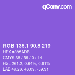 カラーコード: RGB 136.1 90.8 219 | qconv.com