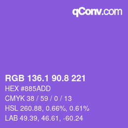 カラーコード: RGB 136.1 90.8 221 | qconv.com