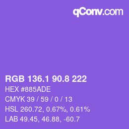 カラーコード: RGB 136.1 90.8 222 | qconv.com