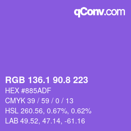 カラーコード: RGB 136.1 90.8 223 | qconv.com