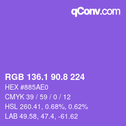 カラーコード: RGB 136.1 90.8 224 | qconv.com
