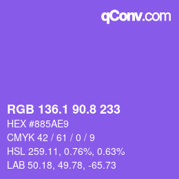カラーコード: RGB 136.1 90.8 233 | qconv.com