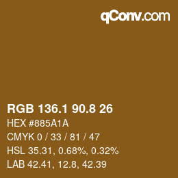 Color code: RGB 136.1 90.8 26 | qconv.com