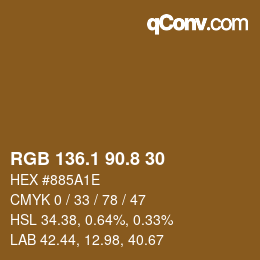 Color code: RGB 136.1 90.8 30 | qconv.com