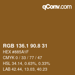 Color code: RGB 136.1 90.8 31 | qconv.com