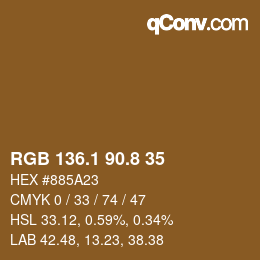 カラーコード: RGB 136.1 90.8 35 | qconv.com