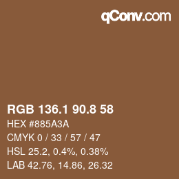 Color code: RGB 136.1 90.8 58 | qconv.com