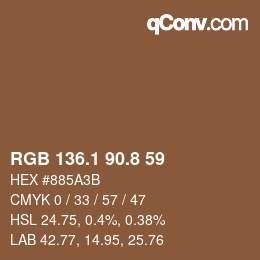 カラーコード: RGB 136.1 90.8 59 | qconv.com