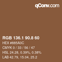 Color code: RGB 136.1 90.8 60 | qconv.com
