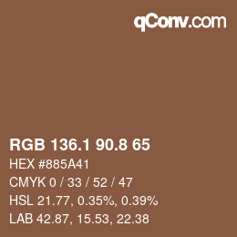 Color code: RGB 136.1 90.8 65 | qconv.com