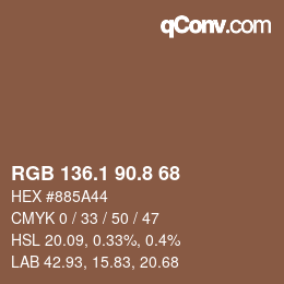 Código de color: RGB 136.1 90.8 68 | qconv.com