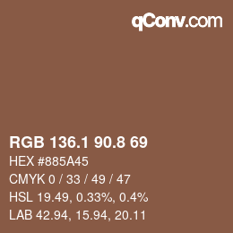 カラーコード: RGB 136.1 90.8 69 | qconv.com