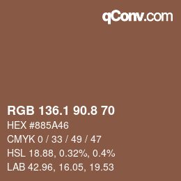 Color code: RGB 136.1 90.8 70 | qconv.com