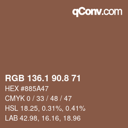Color code: RGB 136.1 90.8 71 | qconv.com