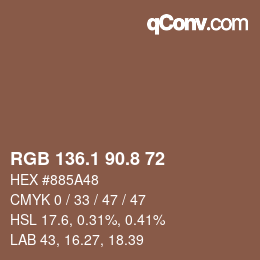 Farbcode: RGB 136.1 90.8 72 | qconv.com