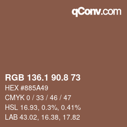 Color code: RGB 136.1 90.8 73 | qconv.com