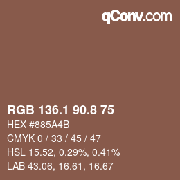 Color code: RGB 136.1 90.8 75 | qconv.com