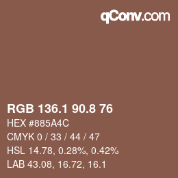 Color code: RGB 136.1 90.8 76 | qconv.com