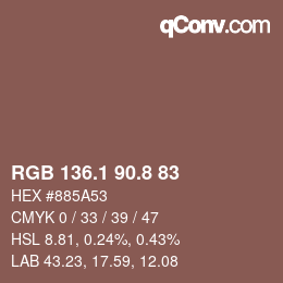 Color code: RGB 136.1 90.8 83 | qconv.com