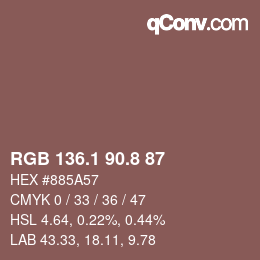 Color code: RGB 136.1 90.8 87 | qconv.com