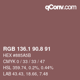 Color code: RGB 136.1 90.8 91 | qconv.com