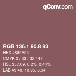 カラーコード: RGB 136.1 90.8 93 | qconv.com