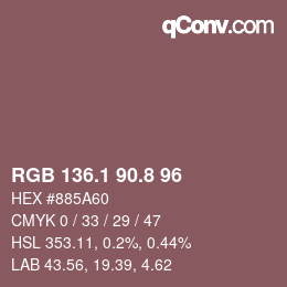 Color code: RGB 136.1 90.8 96 | qconv.com