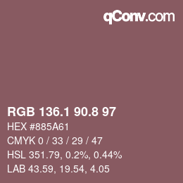 Color code: RGB 136.1 90.8 97 | qconv.com