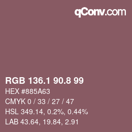 Color code: RGB 136.1 90.8 99 | qconv.com