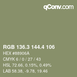 カラーコード: RGB 136.3 144.4 106 | qconv.com