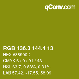 カラーコード: RGB 136.3 144.4 13 | qconv.com