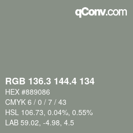 カラーコード: RGB 136.3 144.4 134 | qconv.com