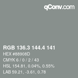 カラーコード: RGB 136.3 144.4 141 | qconv.com