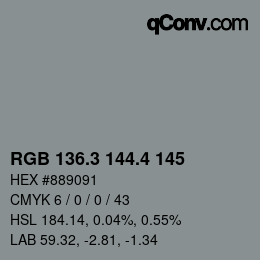 カラーコード: RGB 136.3 144.4 145 | qconv.com
