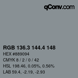 カラーコード: RGB 136.3 144.4 148 | qconv.com