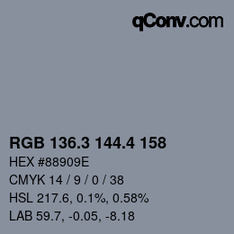 カラーコード: RGB 136.3 144.4 158 | qconv.com