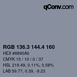 カラーコード: RGB 136.3 144.4 160 | qconv.com