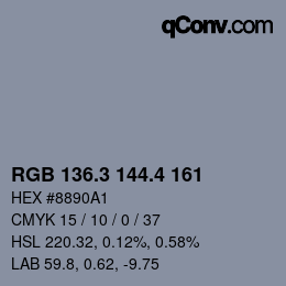 カラーコード: RGB 136.3 144.4 161 | qconv.com