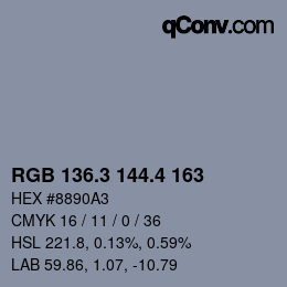 カラーコード: RGB 136.3 144.4 163 | qconv.com