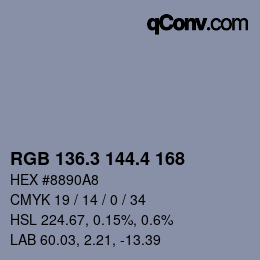 カラーコード: RGB 136.3 144.4 168 | qconv.com