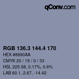 カラーコード: RGB 136.3 144.4 170 | qconv.com