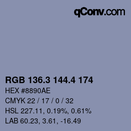 カラーコード: RGB 136.3 144.4 174 | qconv.com