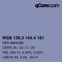 カラーコード: RGB 136.3 144.4 181 | qconv.com