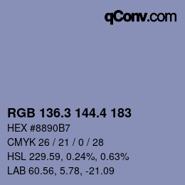 カラーコード: RGB 136.3 144.4 183 | qconv.com