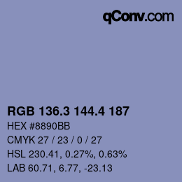 カラーコード: RGB 136.3 144.4 187 | qconv.com